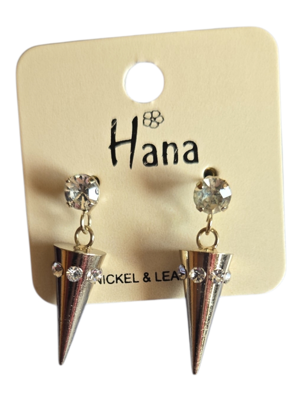 Hana Gold-Tone Spike Drop Earrings With Clear Rhinestones 06